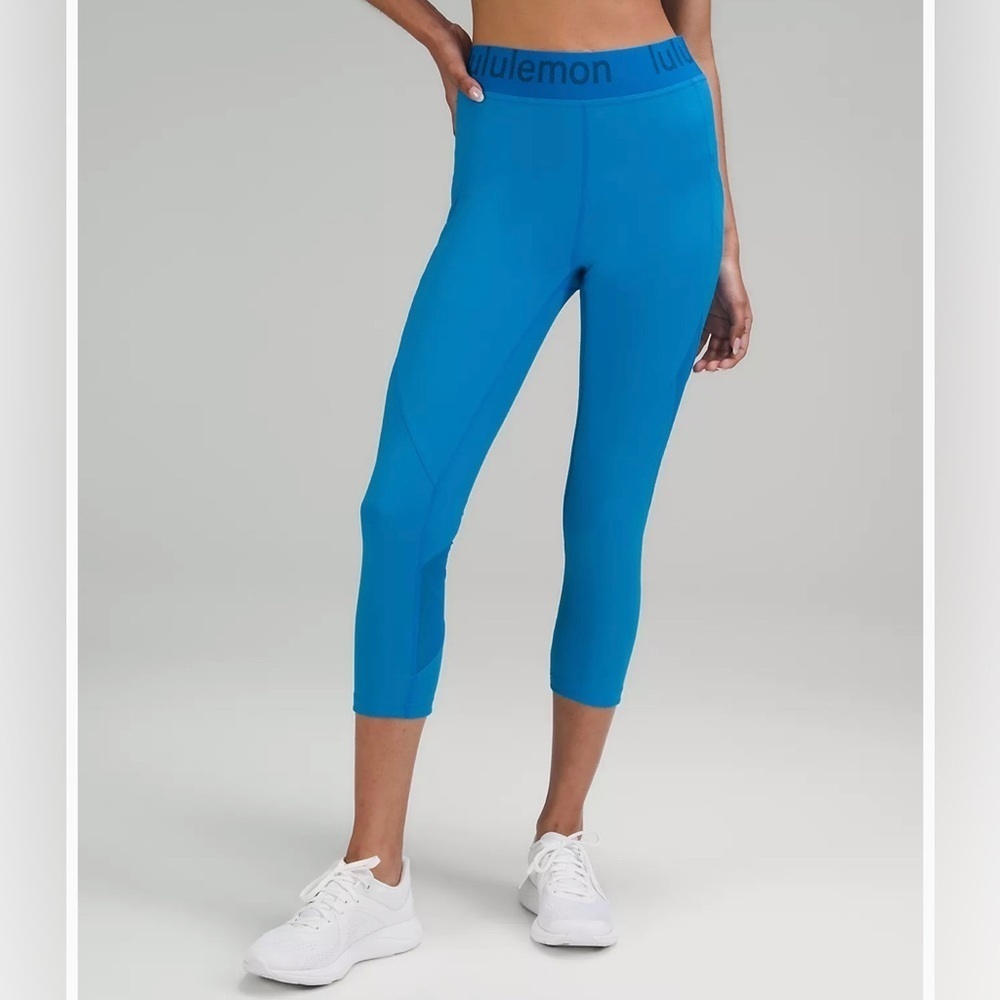 NWT Lululemon Athletica Logo Waistband High Rise Train Crop Leggings 21